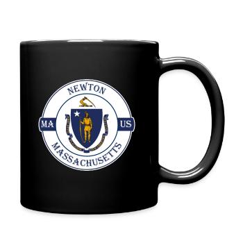 Newton Massachusetts Flag USA Souvenir Badge - Full Colour Mug - black - Right