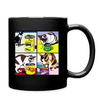 POPART PURRFECTION! Cats on Can.vas - Full Colour Mug - black - Right