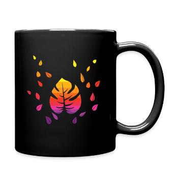 Monstera fliegende Blätter bunt Geschenkidee - Tasse einfarbig - Schwarz - Rechts