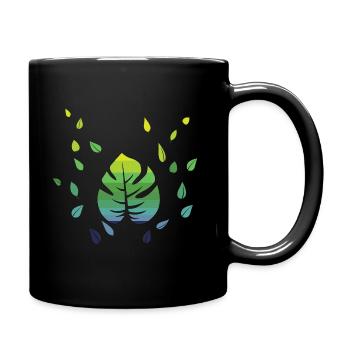Monstera fliegende Blätter bunt Geschenkidee - Tasse einfarbig - Schwarz - Rechts