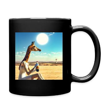 Giraffe thinks about life - Full Colour Mug - black - Right