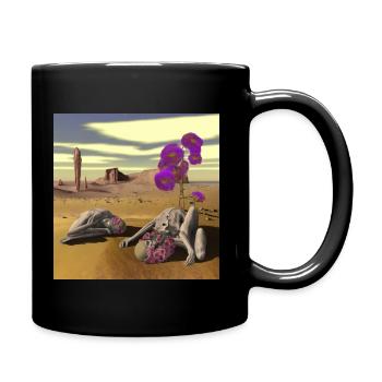 Leben stirbt nie - Tasse einfarbig - Schwarz - Rechts