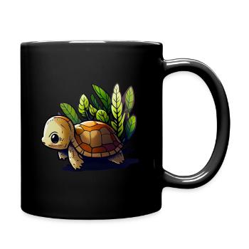 Süße Kleine Schildkröte - Tasse einfarbig - Schwarz - Rechts