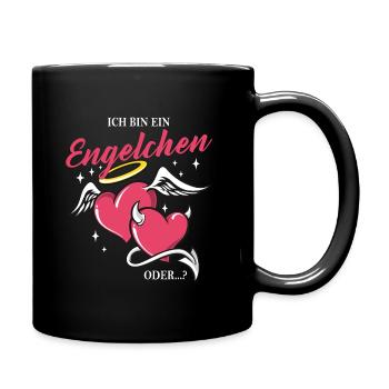 Rosenmontag Engelchen Teufelchen Fasching Karneval - Tasse einfarbig - Schwarz - Rechts