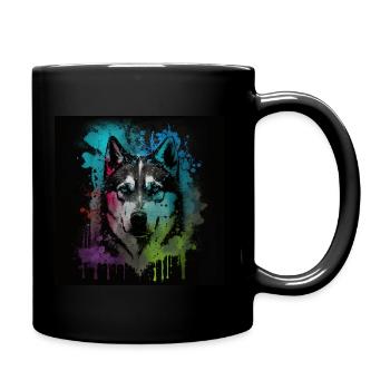 Husky Dog - Tasse einfarbig - Schwarz - Rechts