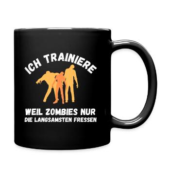 Zombie Training orange Schrift lustig Fitness - Tasse einfarbig - Schwarz - Rechts
