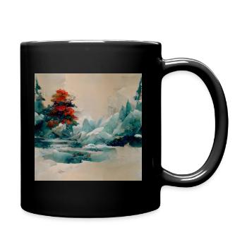 Snowy Chinese landscape - Full Colour Mug - black - Right