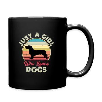Basset Fauve De Bretagne Dog Silhouette Retro Sun - Full Colour Mug - black - Right