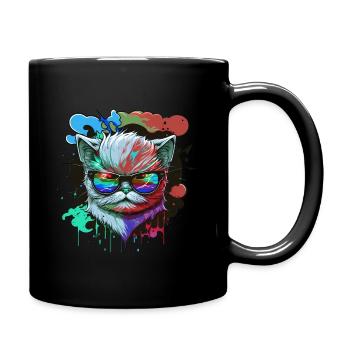 Chat maléfique avec des lunettes de soleil Amoureux des chats - Mug uni - noir - Droite