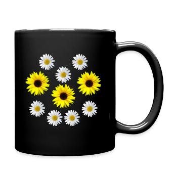 Tournesol et marguerites fleur, fleur, fleur - Mug uni - noir - Droite