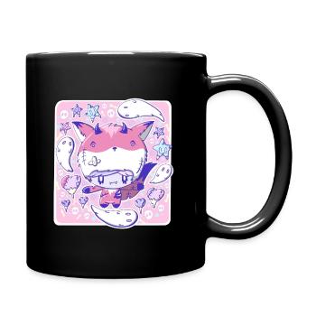 Cute zombie Devil Fox bubble head cutie - Full Colour Mug - black - Right