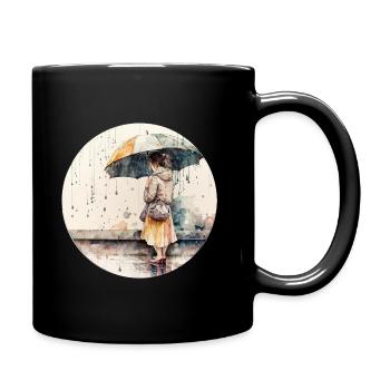 Umbrella Girl - Full Colour Mug - black - Right