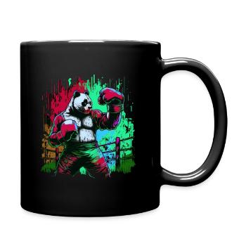Lustiger bunter Panda Boxer MMA Kampfsport - Tasse einfarbig - Schwarz - Rechts