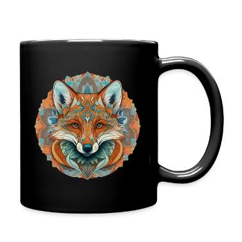 Natürlicher Fuchs im Mandalastil - Tasse einfarbig - Schwarz - Rechts