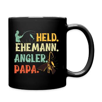 Held. Ehemann. Angler. Papa. - Tasse einfarbig - Schwarz - Rechts