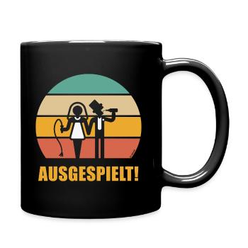 Ausgespielt! (JGA / Peitsche / Bier / Sonne / 5C) - Tasse einfarbig - Schwarz - Rechts