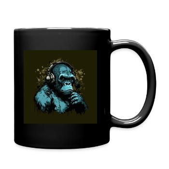 Gorilla Disc Jockey - Full Colour Mug - black - Right