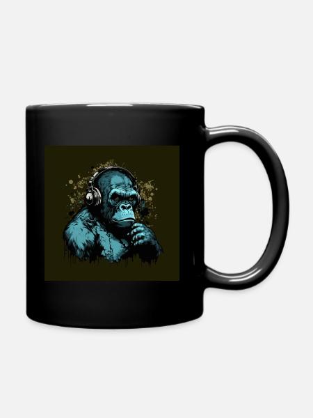 Gorilla Disc Jockey - Tasse einfarbig - Schwarz