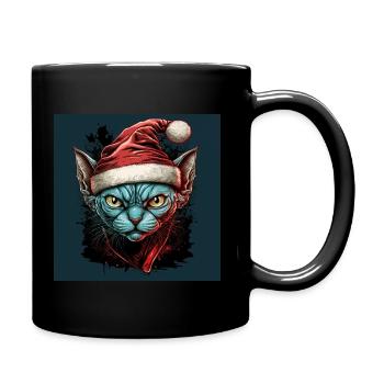 Chat siamois avec chapeau de Père Noël - Mug uni - noir - Droite