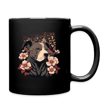 Japanese Style Pitbull - Full Colour Mug - black - Right