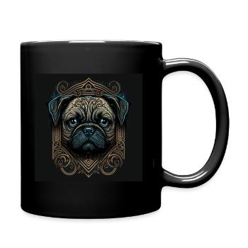 Pug Dog Art - Full Colour Mug - black - Right