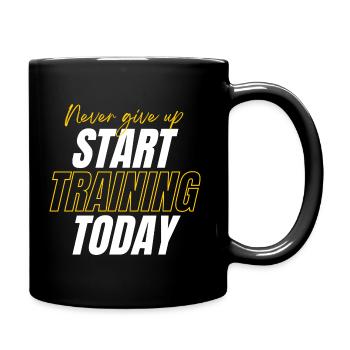 Never Give Up - Motivating Gift for Athletes - Full Colour Mug - black - Right