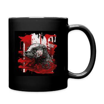 Fischotter - Tasse einfarbig - Schwarz - Rechts
