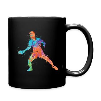 Tischtennisspieler Bunt Design Tischtennis - Tasse einfarbig - Schwarz - Rechts