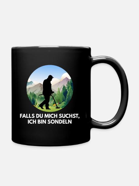 sondeln Sondengänger retro rund print schatzsuche - Tasse einfarbig - Schwarz