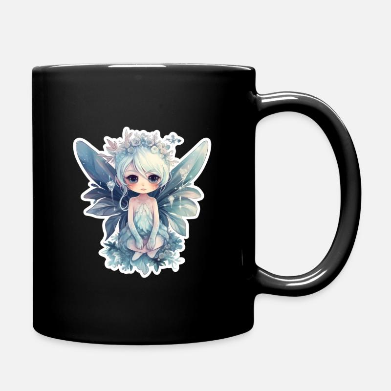 Kleine Eisfee mit Blumenbkrone - Tasse einfarbig - Schwarz