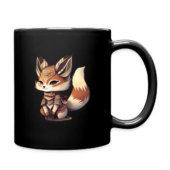 Kitsune: Bezaubernde Mischung aus Fuchs und Katze - Tasse einfarbig - Schwarz - Rechts