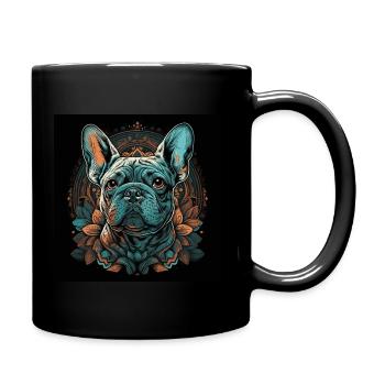 Französische Bulldogge - Tasse einfarbig - Schwarz - Rechts