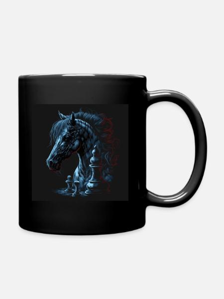 Springer Schach Pferd - Tasse einfarbig - Schwarz