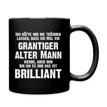 alter grantiger, aber brilianter Mann - Tasse einfarbig - Schwarz - Rechts