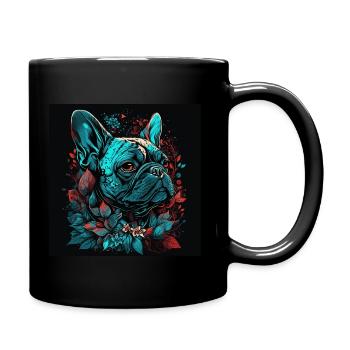 French bulldog with flowers - Full Colour Mug - black - Right