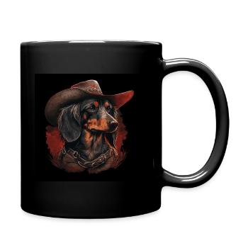 Dachshund cowboy - Full Colour Mug - black - Right