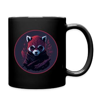 Roter Ninja Panda - Tasse einfarbig - Schwarz - Rechts