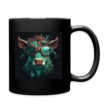 Une vache steampunk - Mug uni - noir - Droite