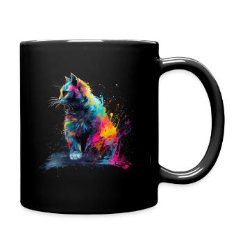 Painted Cat - AI generated - Full Colour Mug - black - Right