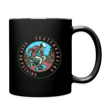 Skull Skeleton Skateboard Skater - Full Colour Mug - black - Right