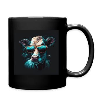 Eine Kuh mit Sonnenbrille - Tasse einfarbig - Schwarz - Rechts