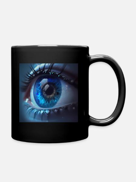 Close-up of Blue Eyes - Full Colour Mug - black