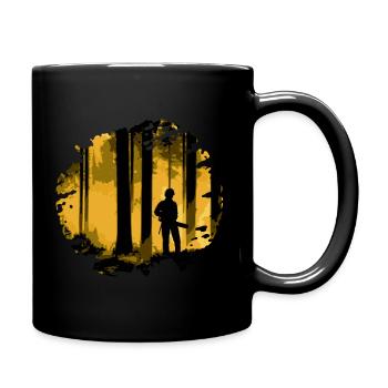 Forstwirt im Wald (Gelb, Muster) - Tasse einfarbig - Schwarz - Rechts