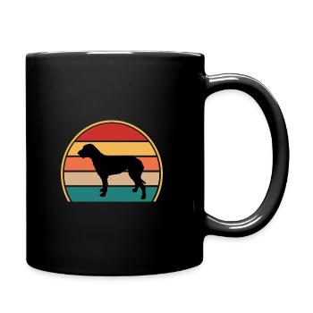 Irish Wolfhound Dog Love Silhouette Vintage Sunset - Full Colour Mug - black - Right