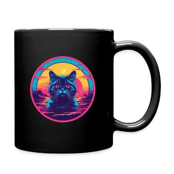 Sunrise Cat - Tasse einfarbig - Schwarz - Rechts