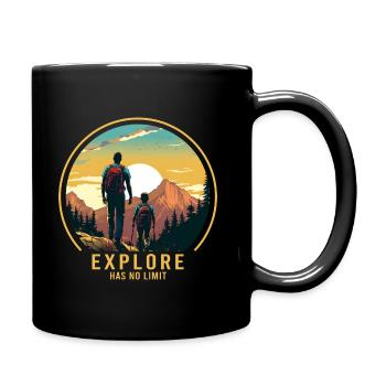 Wandern Wanderer Vater und Sohn Vatertag Geschenk - Tasse einfarbig - Schwarz - Rechts
