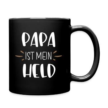 Papa ist mein Held - Tasse einfarbig - Schwarz - Rechts