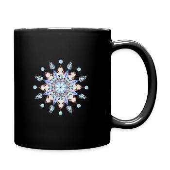 Floral mandala in blue ice tones - Full Colour Mug - black - Right