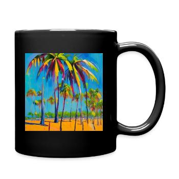 summer vacation palms oil painting - Tasse einfarbig - Schwarz - Rechts