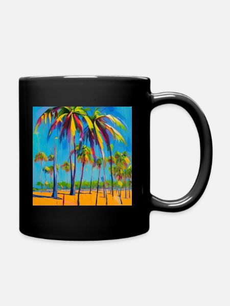 summer vacation palms oil painting - Tasse einfarbig - Schwarz